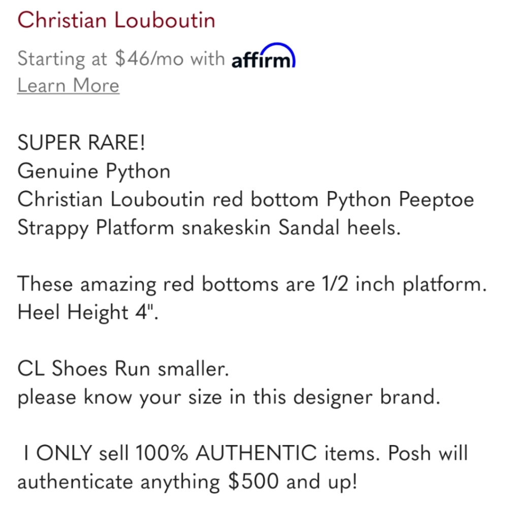 Christian Louboutin Python criss-cross peep-toe high heels EU41 runs Small - Picture 8 of 8